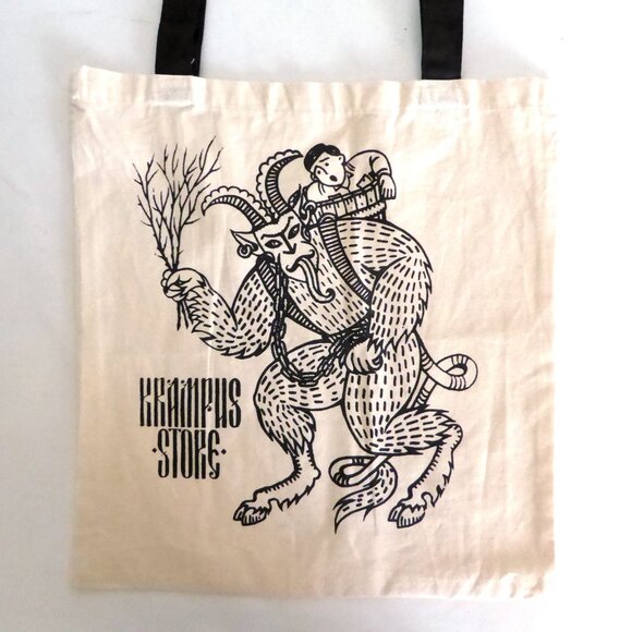NEW KRAMPUS STORE HOLIDAY EUROPEAN CHRISTMAS BAD CHILDREN CANVAS TOTE BAG - Picture 1 of 7